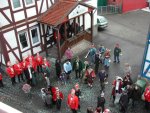 Nach dem Sturm - Blick aus dem Lift vor das Vereinslokal "Zum Adler"